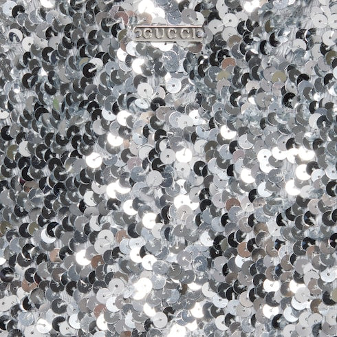 Embroidered sequin elastic fabric dress - silver