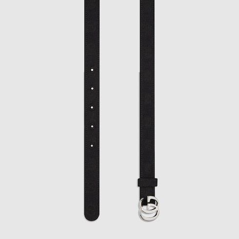 GG Marmont thin belt - black GG canvas