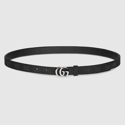 GG Marmont thin belt - black GG canvas