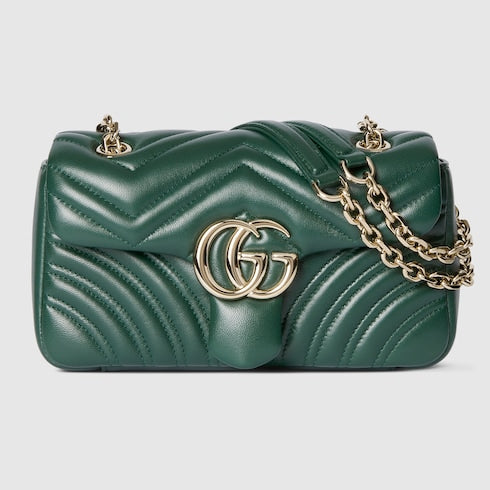 GG Marmont small shoulder bag - green leather