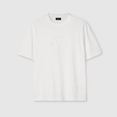 Cotton jersey T-shirt with devoré detail - off white