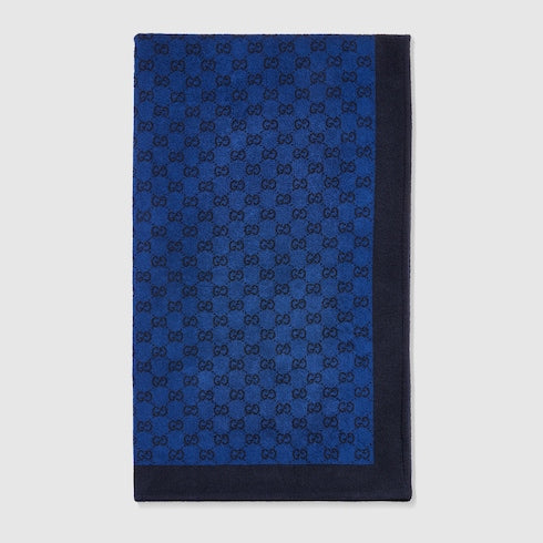 GG cotton terrycloth beach blanket - blue