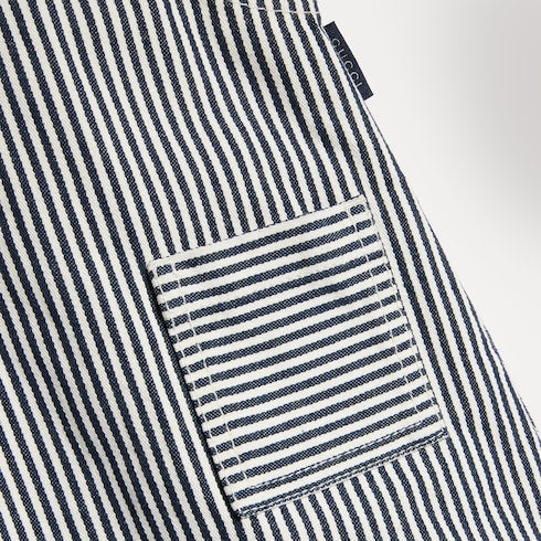 Baby striped denim dress - white and blue