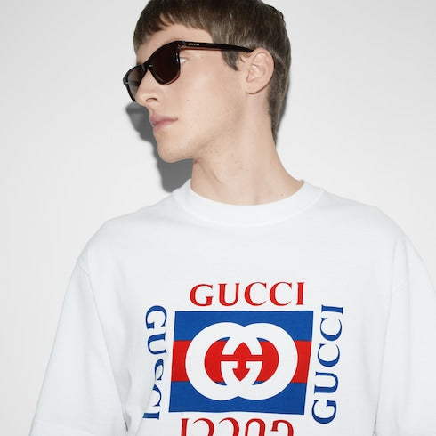 Printed cotton jersey T-shirt - white