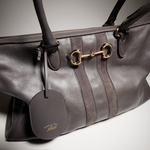 Borsetto large boston bag - dark grey leather