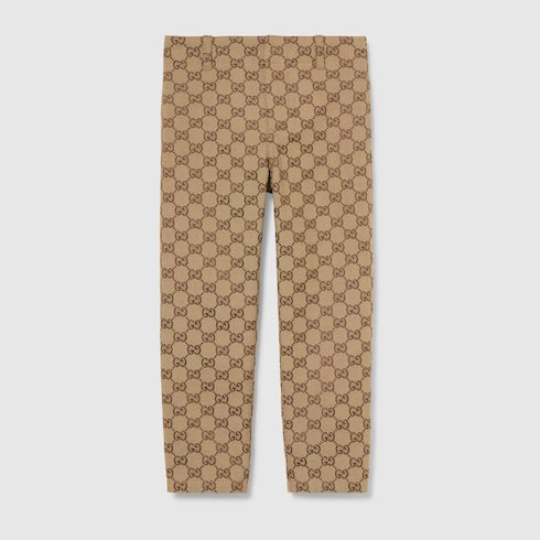 Children's GG canvas pant - camel and dark brown