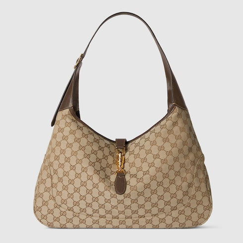 Gucci Jackie 1961 large crossbody bag - sand and brown GG canvas