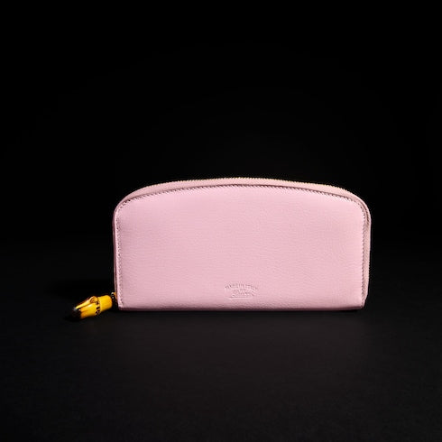 Zip around wallet with bamboo - light pink leather
