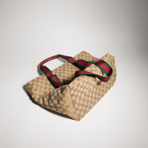 GG small tote bag - sand and brown GG canvas