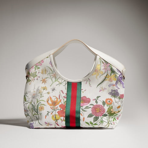 Gucci Giglio small tote bag - white and multicolor net