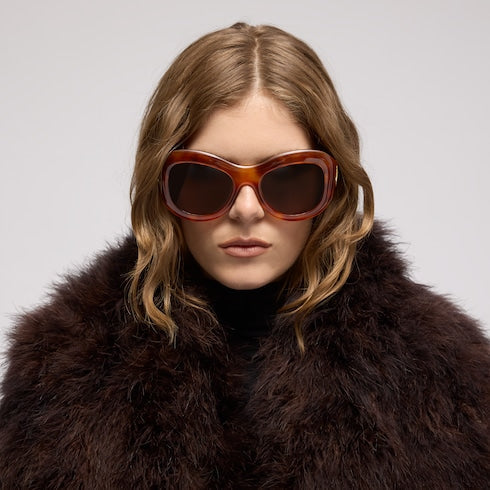 Round frame sunglasses - orange tortoiseshell