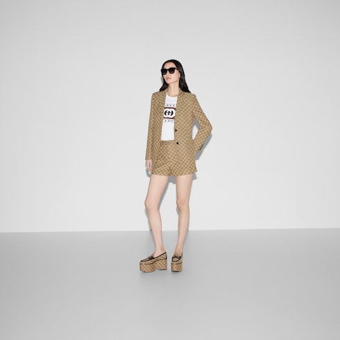 GG canvas jacket - camel and ebony