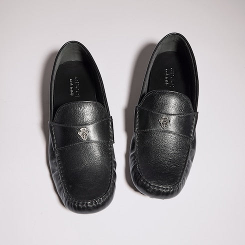 Men's driver with Gucci crest - black leather