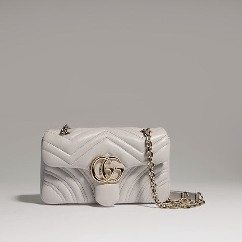 GG Marmont small shoulder bag - light grey leather