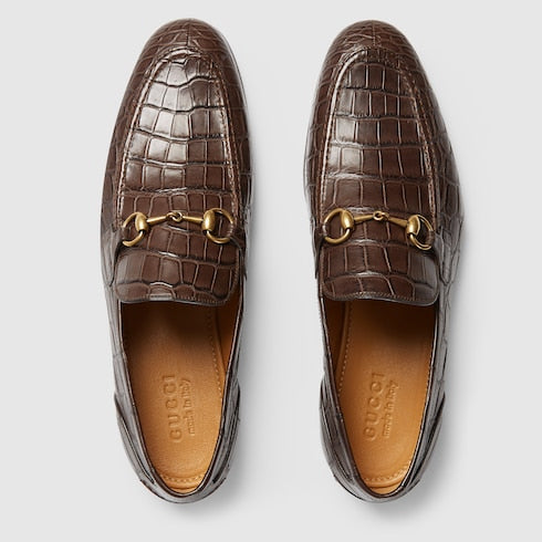 Men's Gucci Jordaan crocodile loafer - brown crocodile