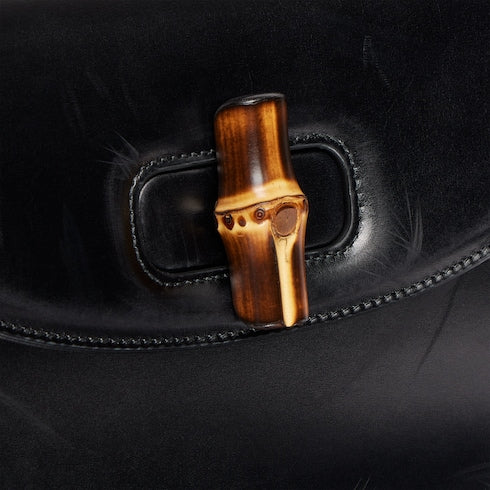 Gucci Bamboo 1947 medium bag - black hand-treated leather