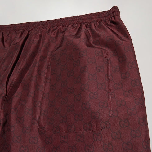 Printed polyester poplin swim shorts - bordeaux