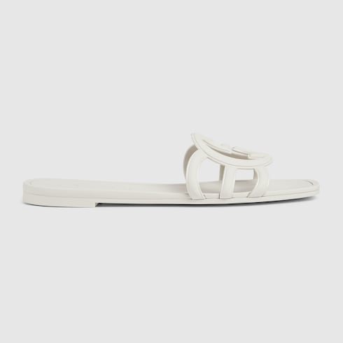 Women's Interlocking G slide sandal - white rubber