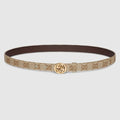 Thin belt with Interlocking G buckle - sand GG canvas