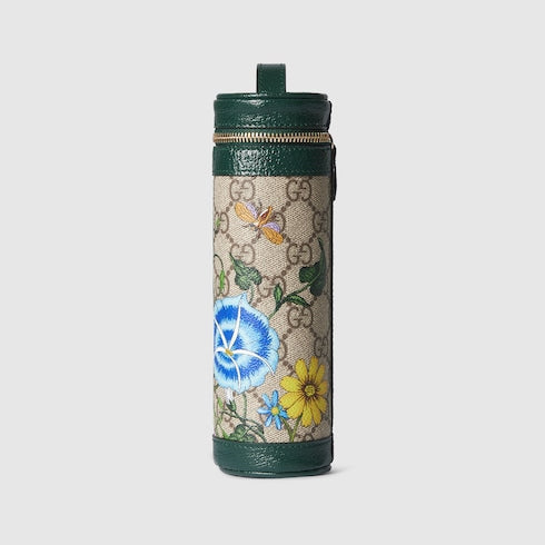 GG pencil case with print - beige and dark brown