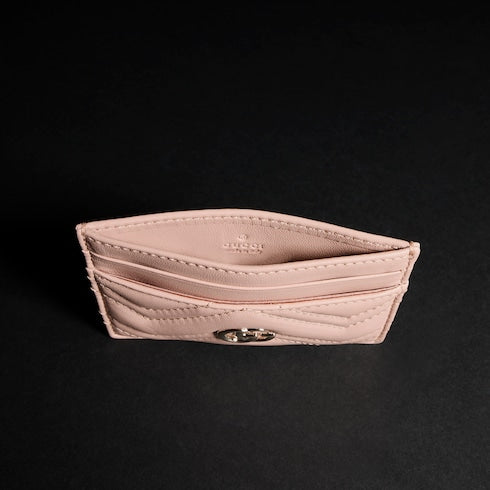 GG Marmont card case - pink beige leather