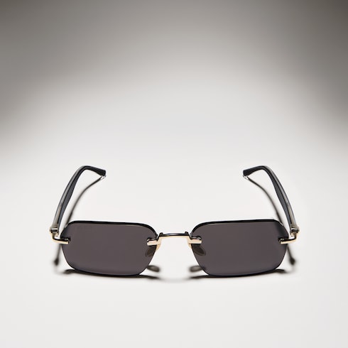 Rectangular-frame sunglasses - gold metal