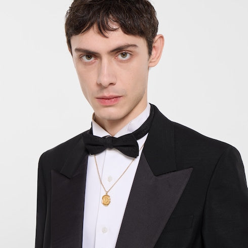 GG cotton silk bow tie - black