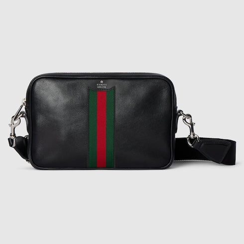 Web Trademark small crossbody bag - black leather