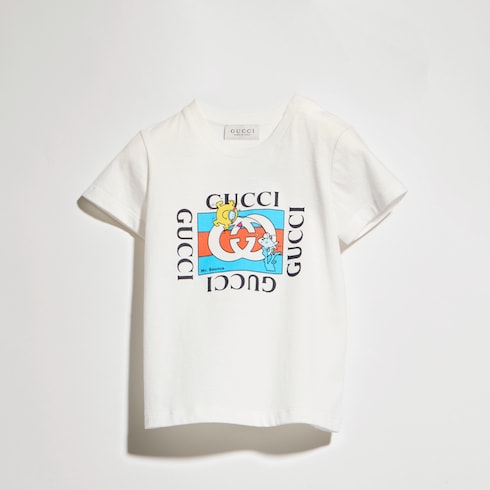 Baby cotton T-shirt with print - white