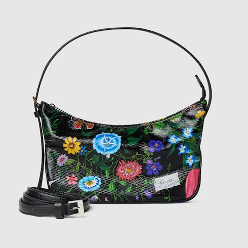 Lady Lunetta small shoulder bag - black and multicolor canvas
