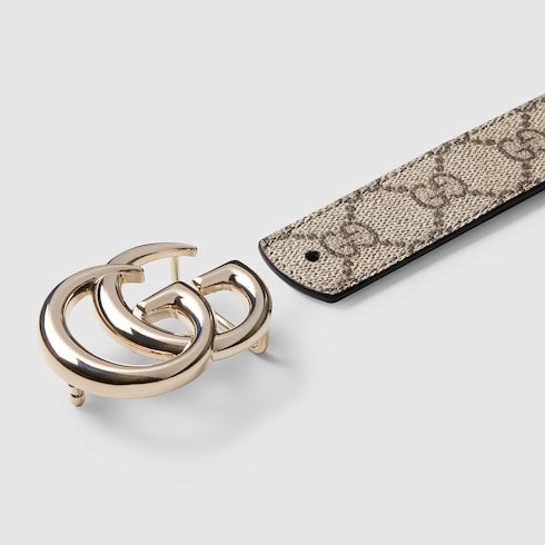 Reversible GG Marmont belt - beige Supreme and brown leather