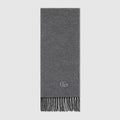 Cashmere scarf with patch - dark grey and black