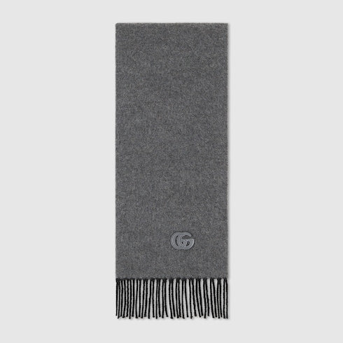 Cashmere scarf with patch - dark grey and black