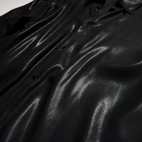 Shiny technical satin shirt - black