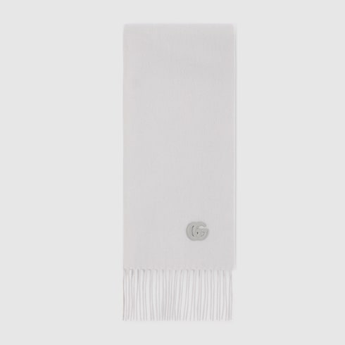 Cashmere scarf with patch - grey and light grey