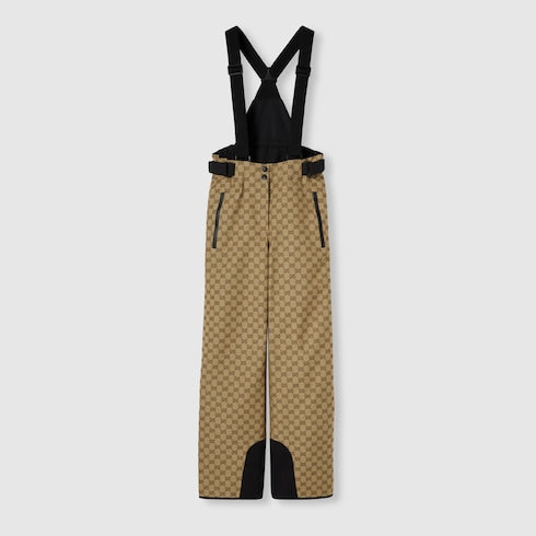 GG technical fabric jacquard pants - beige and dark brown