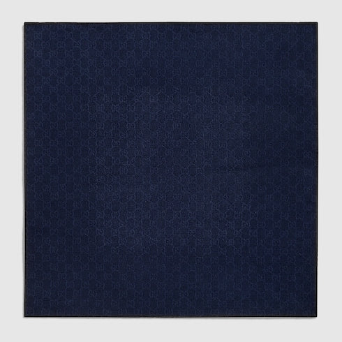 GG wool silk jacquard pocket square - dark blue