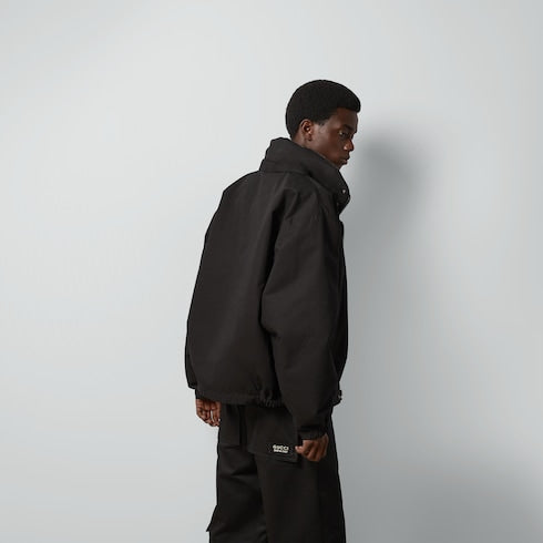Reversible GG ripstop nylon jacket - black and grey