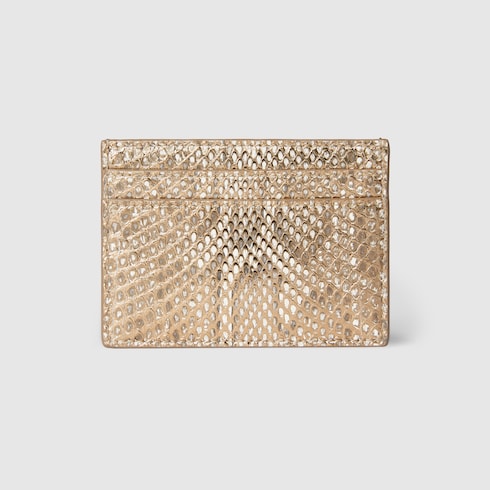 GG Marmont python card case - metallic gold