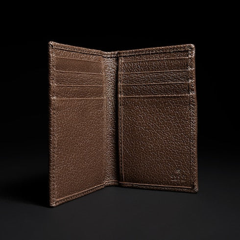Ophidia long card case - beige and dark brown fabric