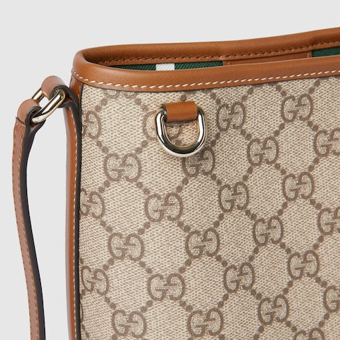 GG Emblem nano bucket bag - beige and dark brown fabric