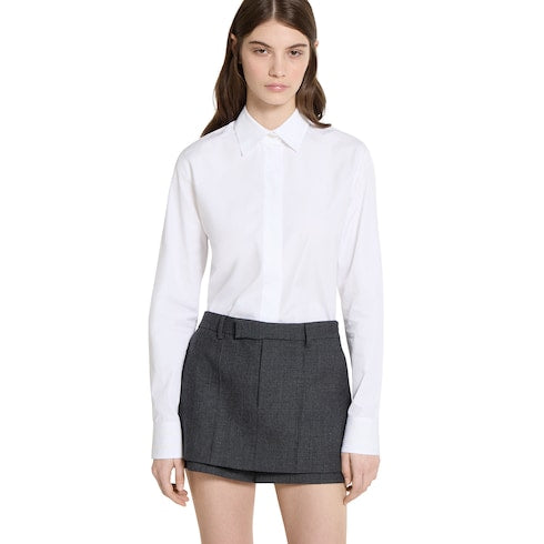 Cotton poplin shirt with embroidery - white