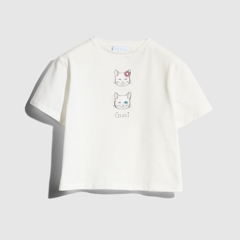 Children's cotton T-shirt with print - white