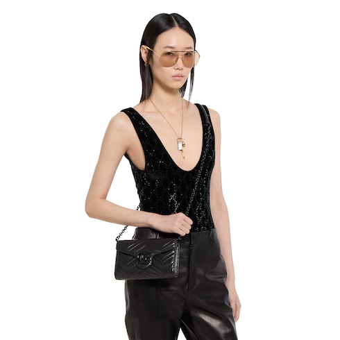 GG Marmont wallet on chain - black leather