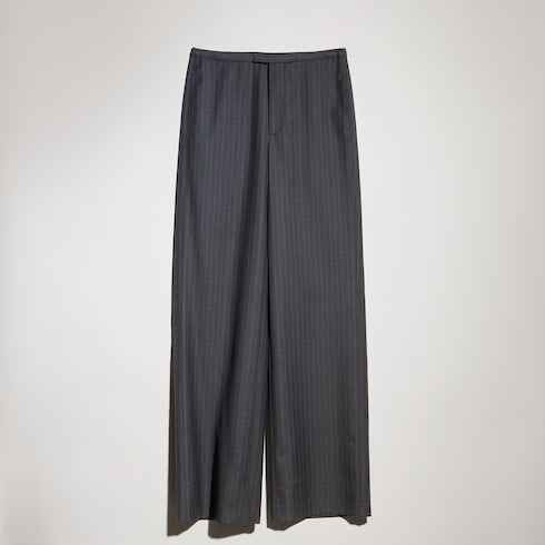 Pinstripe wool mohair pants - dark grey