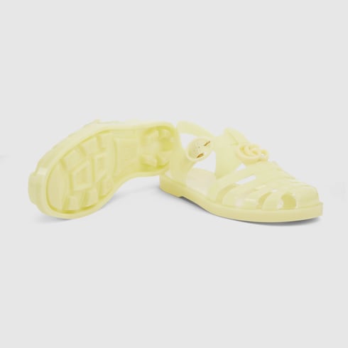Women's sandal with Double G - yellow rubber