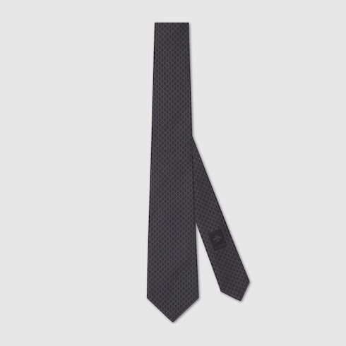 GG silk jacquard tie - black