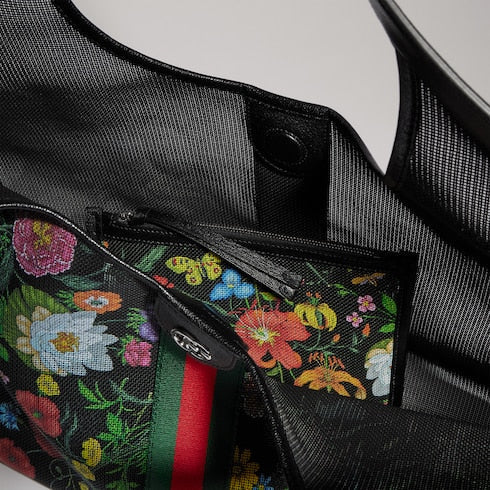 Gucci Giglio Flora large tote bag - black and multicolor Flora net