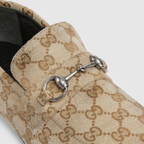Men's worn-out effect Ragazzo loafer - sand GG canvas