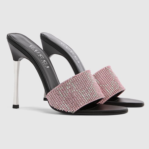 Women's crystal Bombshell slide sandal - light pink GG crystal